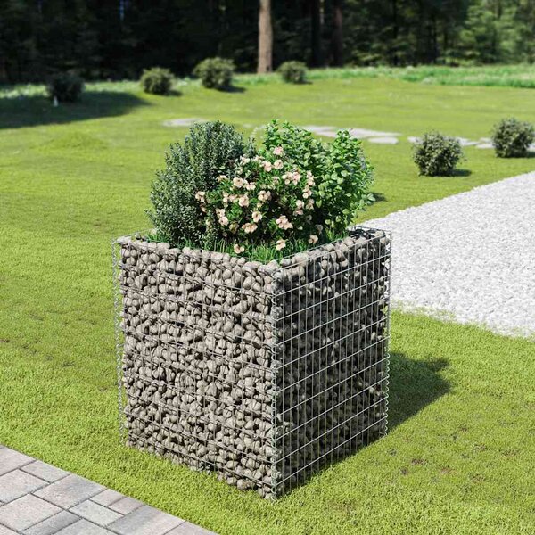 Gabionový vyvýšený záhon pozinkovaná ocel 90 x 90 x 100 cm 143556