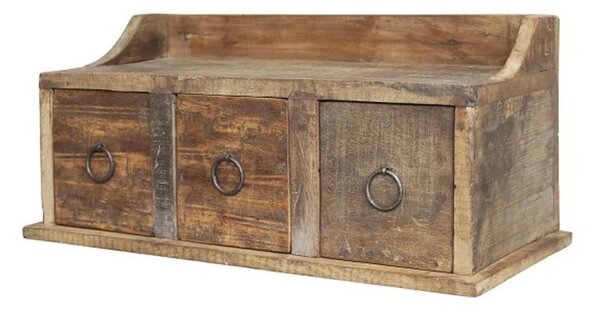 Hnědá antik dřevěná polička se šuplíčky Grimaud Unit - 36*13*15 cm - Chic Antique