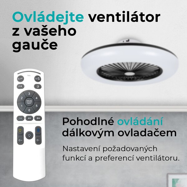 Noaton 11055B Callisto, černá, stropní ventilátor se světlem (Zánovní)