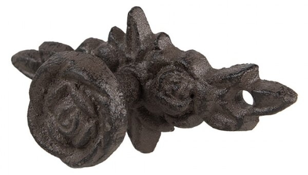 Kovová úchytka / klika růže s listy – 4x4x10 cm