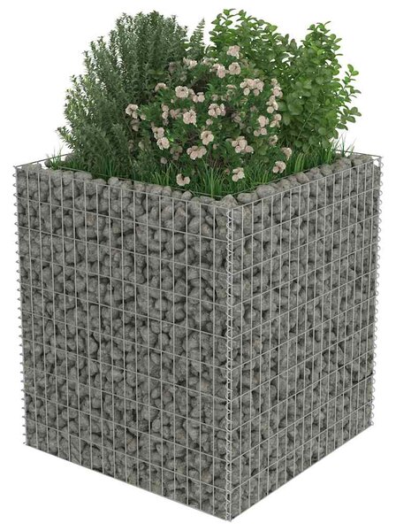 Gabionový vyvýšený záhon pozinkovaná ocel 90 x 90 x 100 cm 143556