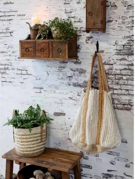 Hnědá antik dřevěná polička se šuplíčky Grimaud Unit - 36*13*15 cm - Chic Antique
