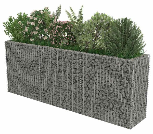 Gabionový vyvýšený záhon pozinkovaná ocel 270 x 50 x 100 cm 143562