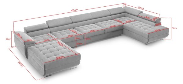 Rozkládací sedací souprava do U Monza XL - Monolith 84 Varianta: Levá
