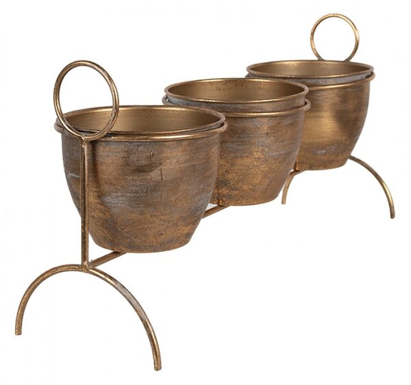 Měděný držák na 3 květináče Gertroel – 47x14x23 cm