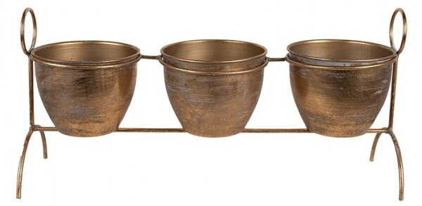 Měděný držák na 3 květináče Gertroel – 47x14x23 cm