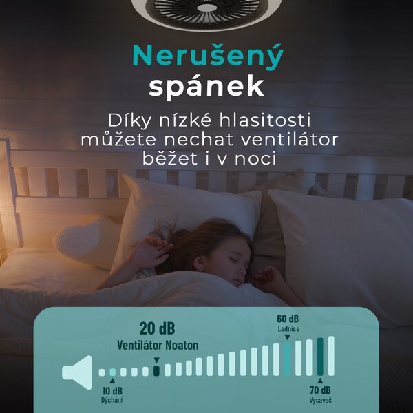 Noaton 11045B Polaris, černá, stropní ventilátor se světlem (Zánovní)