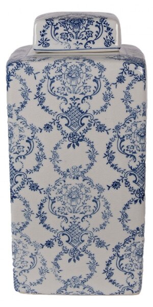 Keramická váza / dóza s víčkem s modrým dekorem Ravels S – 15x15x30 cm