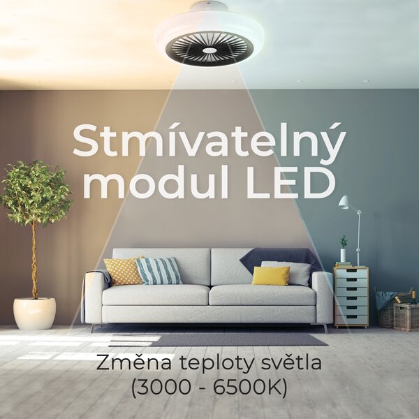 Noaton 11045B Polaris, černá, stropní ventilátor se světlem (Zánovní)