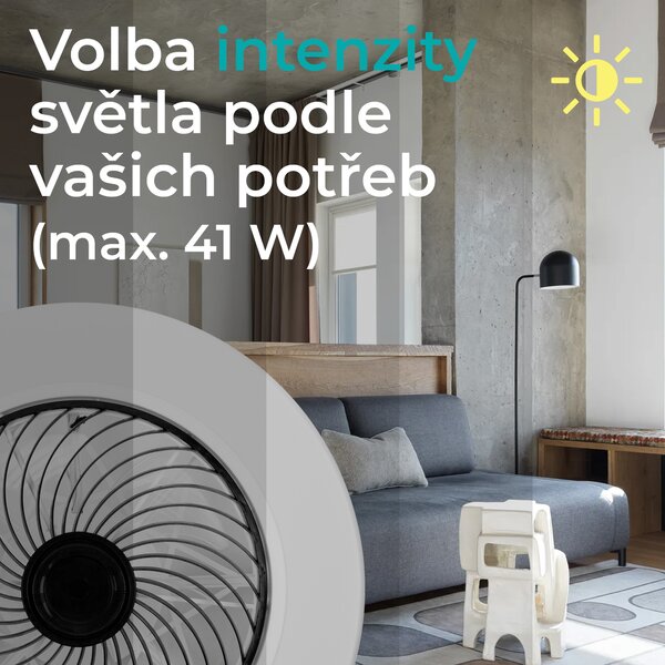 Noaton 12050B Triton, černá, stropní ventilátor se světlem
