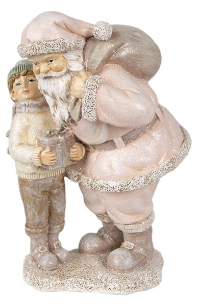 Figurka Santa Clause poslouchající přání malého chlapce – 13x11x18 cm