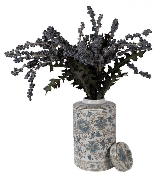 Keramická váza / nádoba v čínském stylu s víčkem Jingdezhen – 18x32 cm
