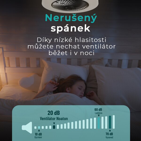 Noaton 12050B Triton, černá, stropní ventilátor se světlem