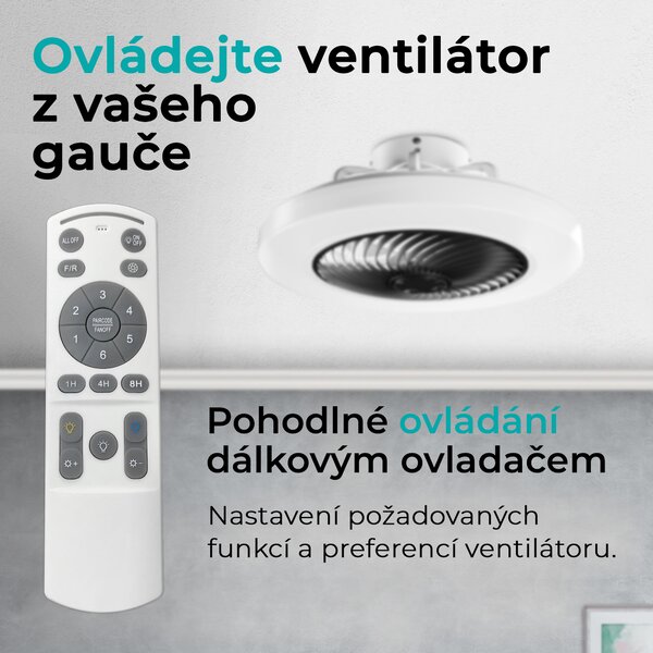 Noaton 12050B Triton, černá, stropní ventilátor se světlem