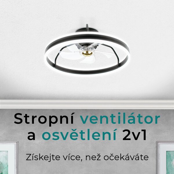 Noaton 16050B Atria, černá, stropní ventilátor se světlem