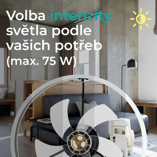 Noaton 16050B Atria, černá, stropní ventilátor se světlem