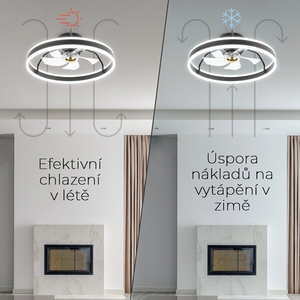 Noaton 16050B Atria, černá, stropní ventilátor se světlem