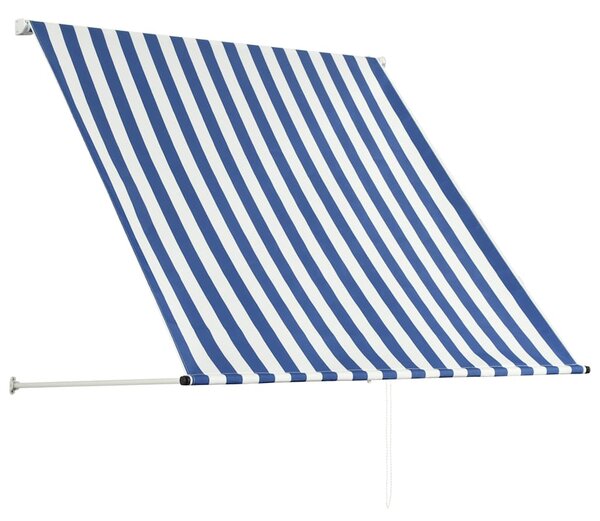 Zatahovací markýza 150 x 150 cm modro-bílá 143746