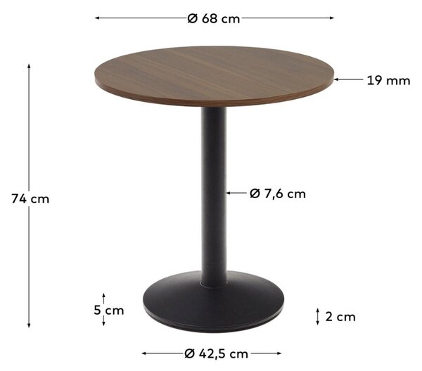 Ořechový bistro stolek Kave Home Esilda 70 cm