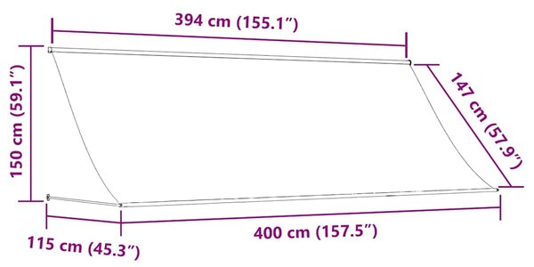 Zatahovací markýza 400 x 150 cm oranžovo-hnědá 145899