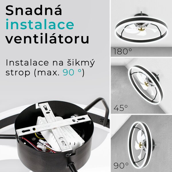 Noaton 16050B Atria, černá, stropní ventilátor se světlem