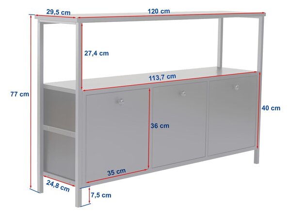 Skříňka Solange (travertin + černá). Akce -19%