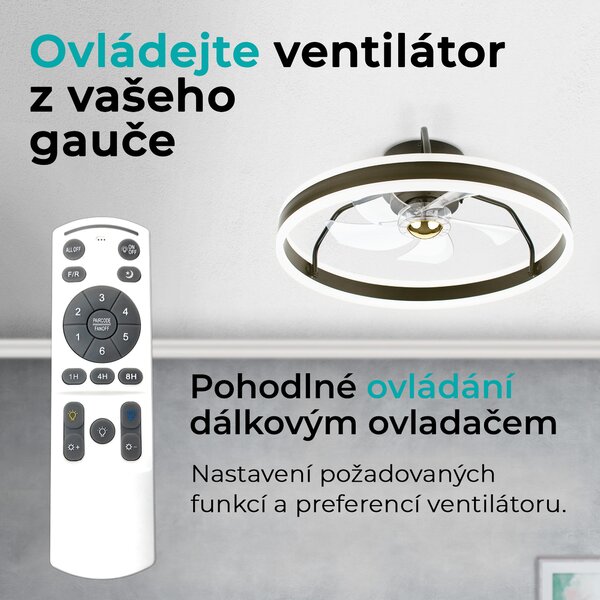 Noaton 16050B Atria, černá, stropní ventilátor se světlem