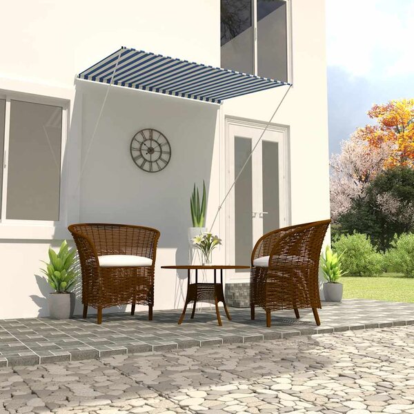 Zatahovací markýza 150 x 150 cm modro-bílá 143746