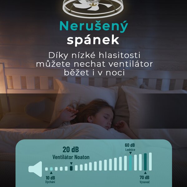 Noaton 16050B Atria, černá, stropní ventilátor se světlem