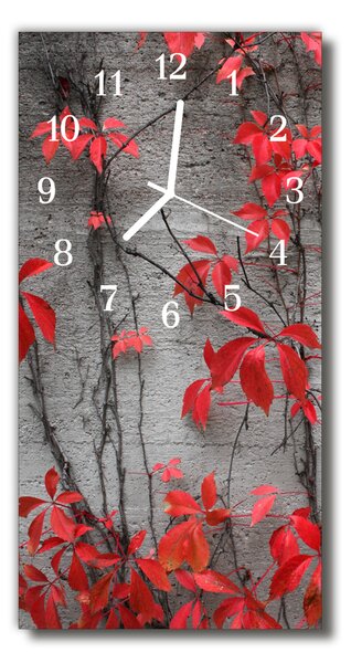 Skleněné hodiny vertikální  Květiny Červené květy 30x60 cm