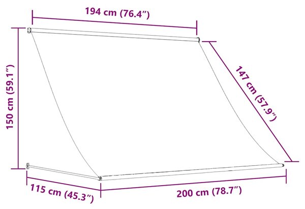 Zatahovací markýza krémová 200 x 150 cm 143765