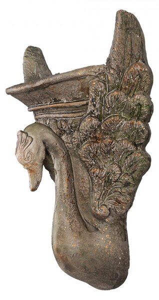 Hnědý keramický květináč labuť s patinou – 30x15x43 cm