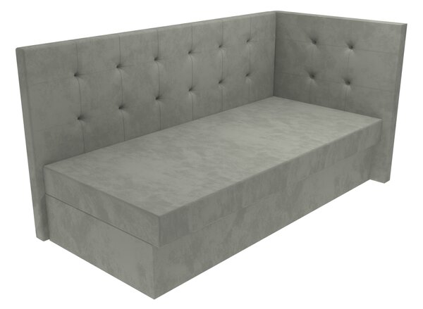 Čalouněná postel Chloe s čelem s vtahy, lamelovým roštem a úložným prostorem - Béžová, Levé, 80 x 200 cm, Bez navýšení, Molitanová 13 cm