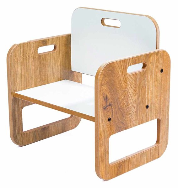 Set dětský stolek a židle Spaxie 2 (bílá + naturální)