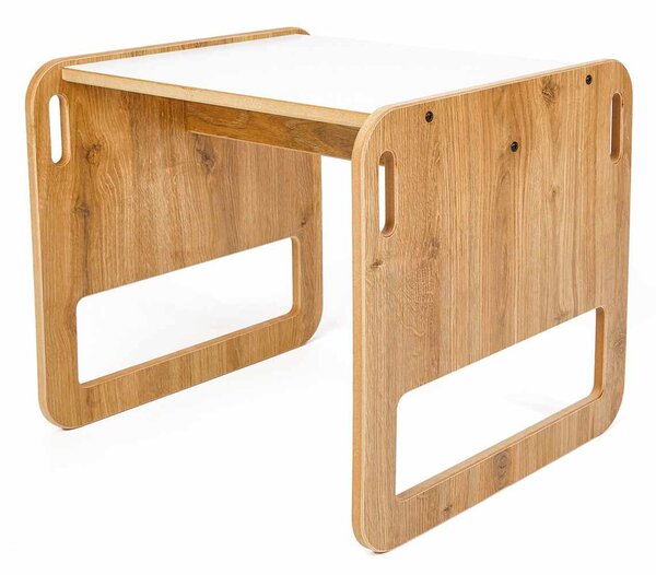 Set dětský stolek a židle Spaxie 2 (bílá + naturální)