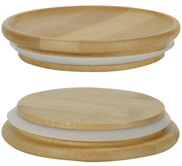 Skladovací nádoby 3 ks, Ø 10 cm, sklo/bambus KESPER 9233313