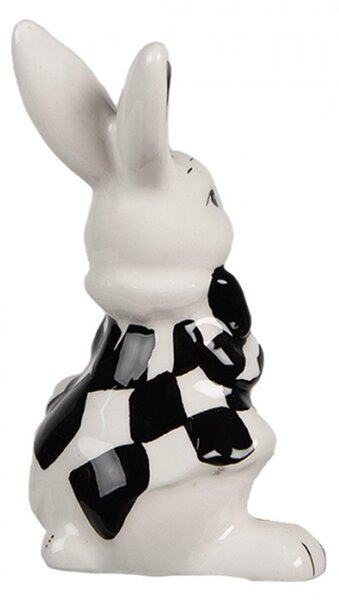 Figurka bílého zajíčka s černou mašlí – 9 cm