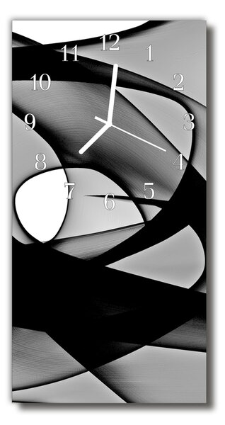 Skleněné hodiny vertikální Abstrakce, grafický, černobílý 30x60 cm
