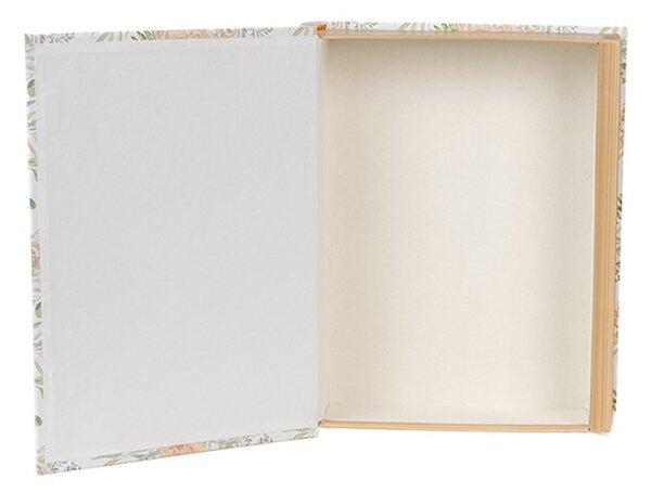 Sada 3 bílých úložných boxů ve tvaru knihy s oranžovými květy – 29x24x7/25x20x6/22x16x5 cm