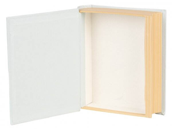 Modro-růžový úložný box ve tvaru knihy s puntíky a květy – 17x14x5 cm