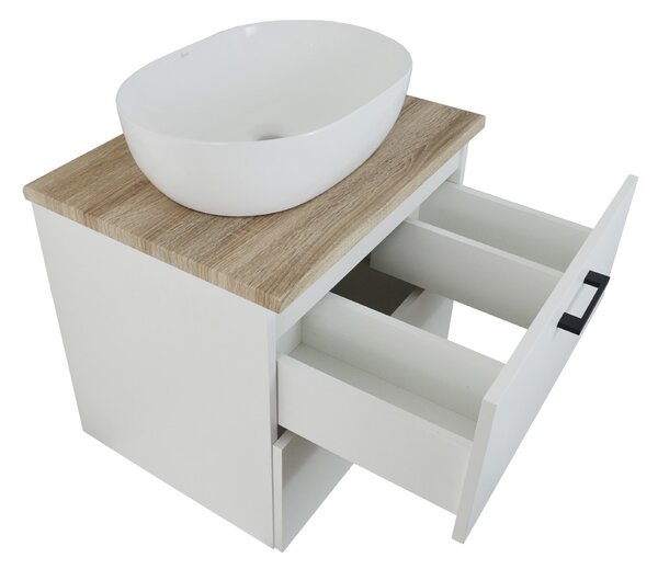 Comodo Koupelnová skříňka pod deskové umyvadlo Agria NEW W 60-HD - bílá/dub sonoma