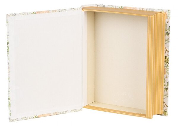 Bílý úložný box ve tvaru knihy s oranžovými květy – 17x14x5 cm