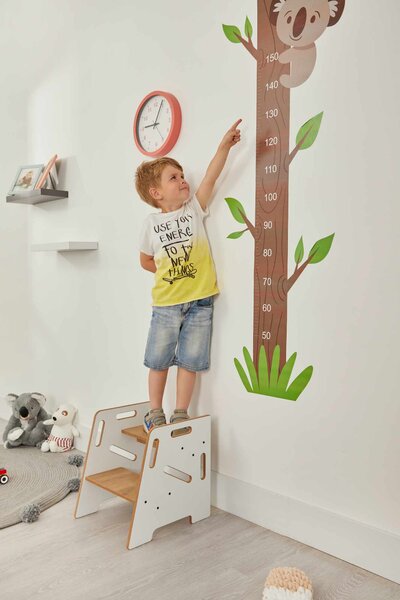 Dětské schůdky Steppy (bílá + naturální). Akce -22%