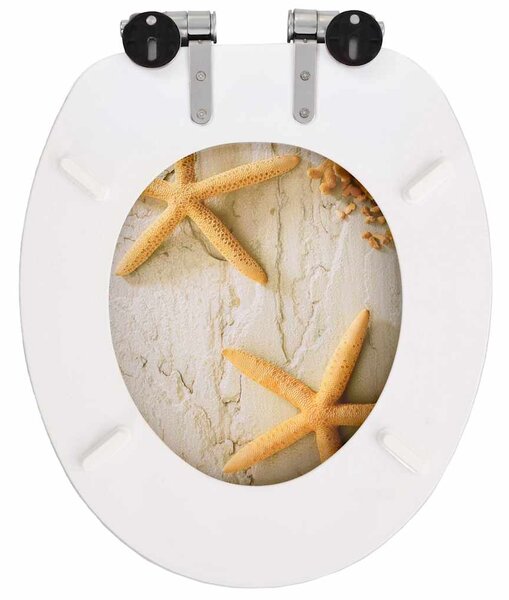WC sedátko s funkcí pomalého sklápění MDF motiv mořské hvězdice 143929