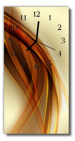 Skleněné hodiny vertikální  Umělecký grafický vzor béžový 30x60 cm