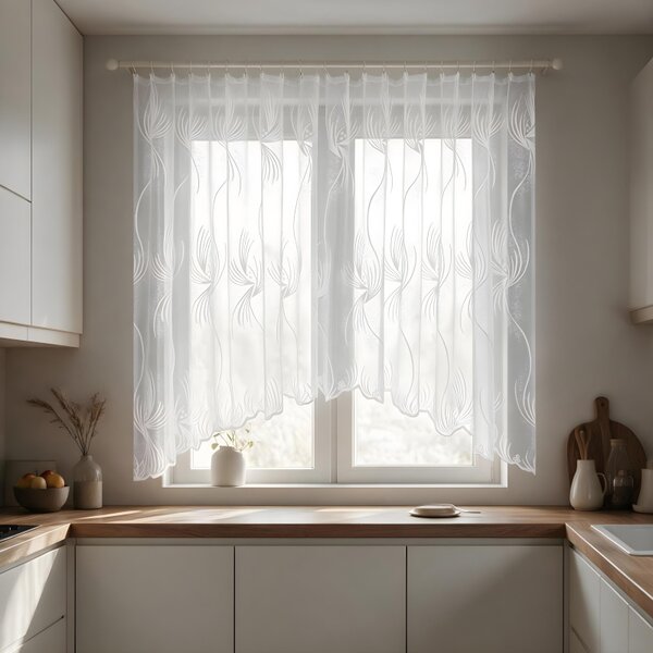 Hotová žakarová oblouková záclona bílá 160x320 Ervi 7044