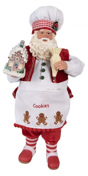 Figurka Santa Clause zdobící perníkovou chaloupku – 28 cm
