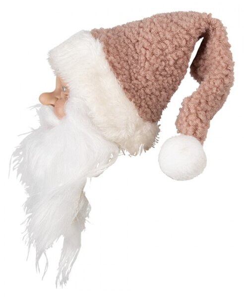 Růžovo-bílá vánoční závěsná ozdoba Santa Claus s vousy – 10x9x28 cm