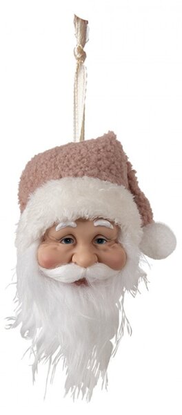Růžovo-bílá vánoční závěsná ozdoba Santa Claus s vousy – 10x9x28 cm