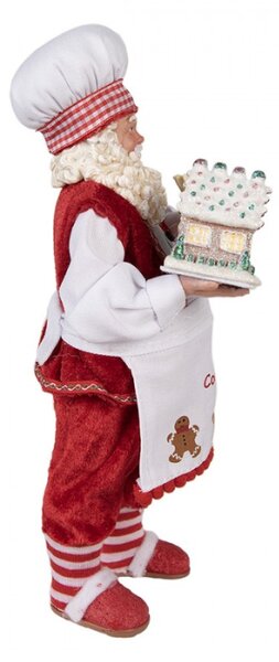 Figurka Santa Clause zdobící perníkovou chaloupku – 28 cm